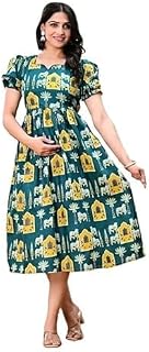 Women's Printed Rayon Anarkali Maternity Feeding Dress with Side Zippers, Flower Print Price In India