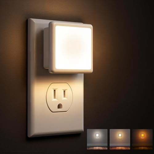 Image of L LOHAS LED 3CCT Night Lights Plug into Wall 2-Pack, 0.3W Plug in Night Light, Dusk to Dawn, Bright Nightlight Auto-On /Off, for Adults Kids Room Bedroom Bathroom Hallway Kitchen