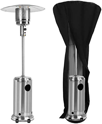 Heizpilze Propan Edelstahl mit Rädern und Cover, Infrarot Infrarot Heizstrahler für den Außenbereich Garten