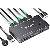 USB-C KVM Switch, KVM Typ-C Umschalter Unterstützt 4K @ 60Hz für 1 Typ-C- und 1 HDMI Computer, di...