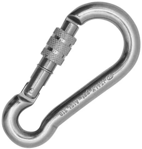 Kong Italy Classic Screw Sleeve Carabiner, Stainless Steel AISI 316 with Keylock, Symmetric, Marine-Grade