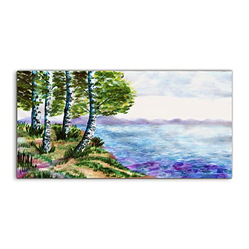 Murale photo art trempé 100x50cm design moderne abstraction tree forest pour mur