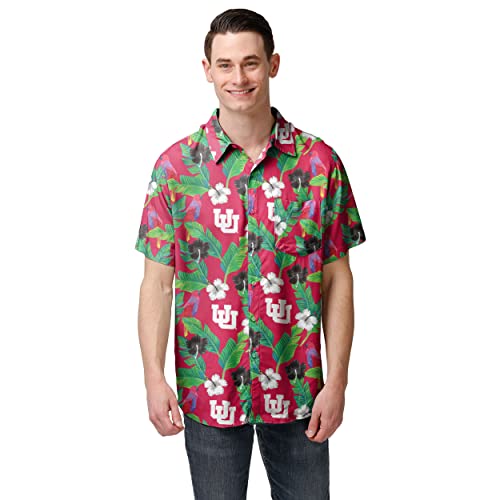 FOCO NCAA Mens Floral Button Up Shirt Team Color