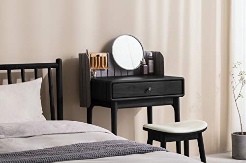 Urforestic Vanity Stool, Modern Makeup Dressing Stool With Concave Seat Surface,Capacity 300Lb, Easy Assembly (Black) #TOP6