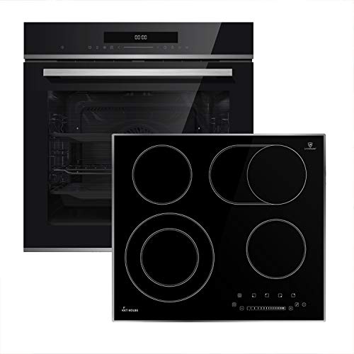 Autarkes Herdset: 60cm Einbaubackofen EB8019EDP + 59cm Kochfeld KFS59ED / Pyrolyse/Pizzafunktion/Grill/Umluft/Heißluft…