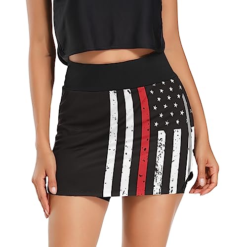 ODAWA Saia feminina esportiva com bandeira preta leve saia de golfe tênis shorts esportivos P-GGG, B