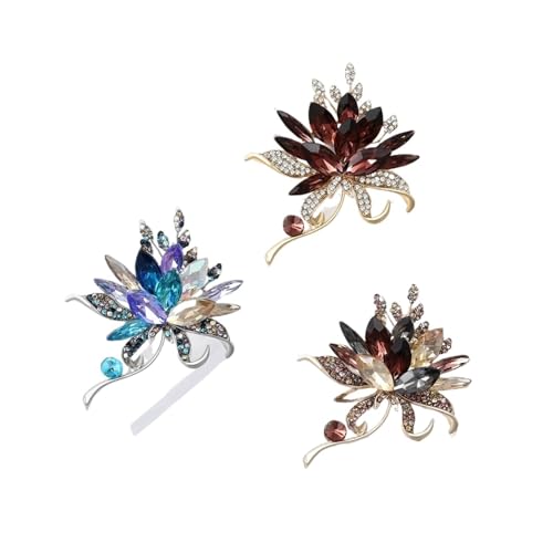 Broches col en cristal lot de 3 épingles de col pour dames en forme fleur pour chemise