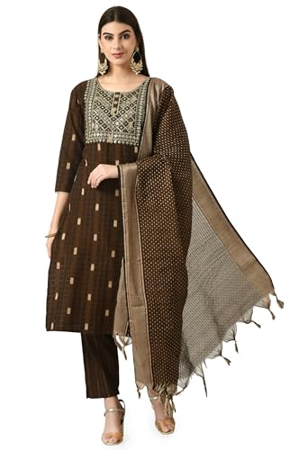 AnjuShree Choice Women Indian Embroidered kurti set for women with dupatta | ORDER 1 SIZE BIGGER