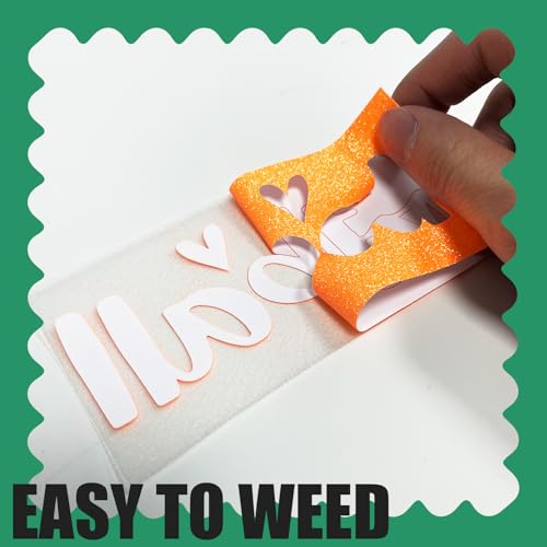 Image of Fluorescent Orange Glitter Puff Vinyl Heat Transfer - 12 inch x 5ft 3D Puff HTV Vinyl, Glitter Puffy Iron-On for Fabrics, Perfect for T-Shirts, Bags, Pillows, Compatible with Cricut & Cameo