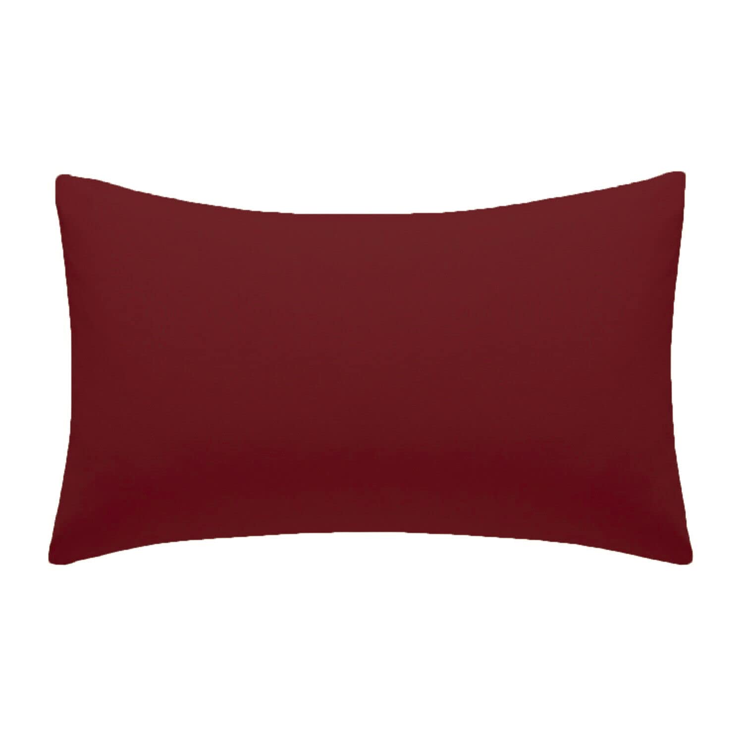 Polycotton Pillowcases 2 Pack 50x75cm [23 Colors] Plain Dyed Housewife Pillow Cases Pair with Envelop Enclosure Poly Cotton Fabric (Wine)