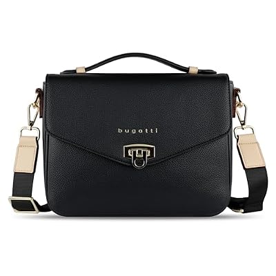 bugatti Ella Classic Bag da donna, borsa a tracolla in pelle sintetica, borsa a mano -Nera