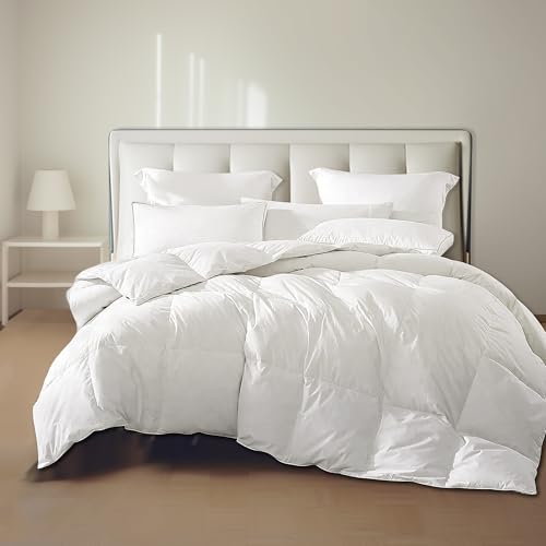 Royal Luxe Lussuoso piumino in fibra d'oca bianca – 100% cotone per tutte le stagioni caldo piumino inserto per letto matrimoniale/queen size con 4 passanti angolari, 223,5 x 223,5 cm