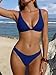 SWIMLANCE Womens Low Waistd Bikini Set Two Piece Bathing Suit V Neck Adjustable Back Self Tie Spaghetti Straps Swimsuit Swimwear（Navy Blue,Medium）