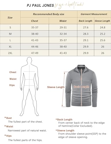 Pj Paul Jones Men'S Quarter Zip Sweater Slim Fit Mock Neck Polo Sweater Ribbed Pullover Sweaters Lake Blue thumb #5