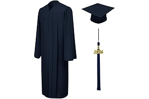 Navy Blue Matte Graduation Cap and Gown Set 2023