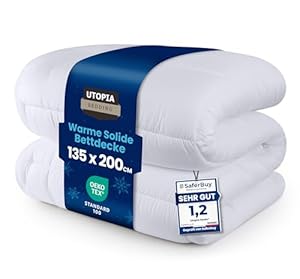 4 Jahreszeiten Bettdecke, Quilted Steppdecke, Ultra Plüsh Hypoallergen, Silikon Faserfüllung, Premium Steppdecke Von Utopia Bedding (Weiß, 135 x 200 cm)