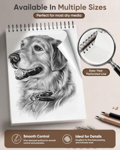 Image of Soucolor 9 inch x 12 inch Sketch Book, 100 Sheets Hardcover Art Sketchbook for Kids | Thick Acid-Free Sketch Paper (68lb /100gsm) Artist Drawing Book Paper Painting Sketching Pad for Grandkids Who Love to Draw