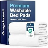 2 x AYDMED Premium Bamboo Washable Incontinence Bed Pads With Tucks | For Double Beds | Maximum Absorbency Kylie Sheets | Reusable Waterproof Bed Wetting Sheets For Adults, Children & Babies