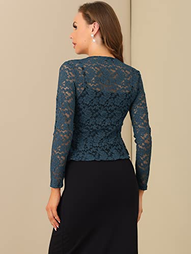 Image of Allegra K Bolero Shrug for Women's Lace Cardigan Tie Front Crop Ruffled Formal Dressy Wedding Shrugs