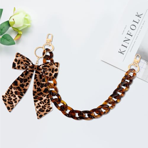 Leopard Print Bag Purse Charms Chain Strap Vintage Chunky Acrylic Bag Handle Shoulder Strap Bow Bag Charm for Purse Handbags Bag Accessories Charms Key Charms