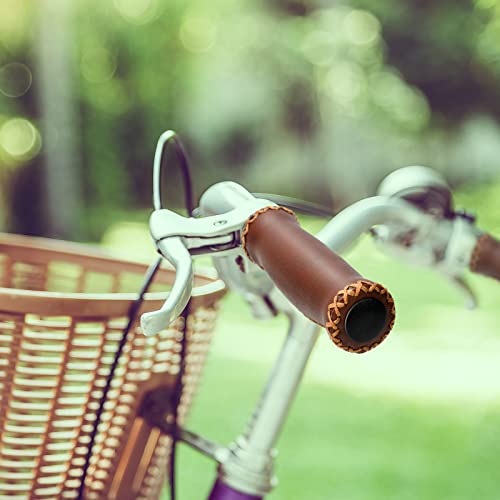 Solodrive Bike Handlebar Grips, Vinyl Leather Grips, Hand-Stitched Beach Cruiser Bike Grips, Fits Most 22.2Mm (7/8") Bicycle Handlebar (Deep Brown) #TOP6