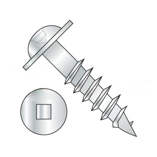 #8 x 4 Deep Thread Wood Screws/Square/Round Washer Head/Steel/Zinc (Carton: 1,000 pcs)