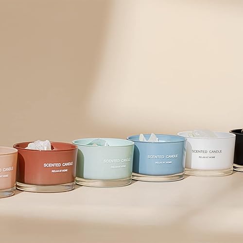 Hi.i.u.88 Soy Wax Essential Oils Cotton Wick Aromatherapy Candles With Healing Crystals Gift For Women, Travel Decorative Floral Tin All Seasons 10 Hour Burn，With Matte Pink Glass Candle, 2.9X1.9 #TOP7