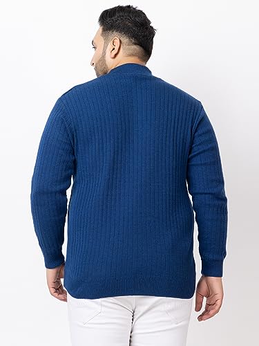 Image of Kvetoo Plus Size Men High Neck Zipper Full Sleeve Woolen Winter Sweater