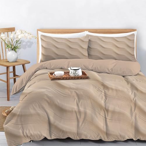 Housse de couette 200x200cm infroissable à fermeture éclair pour lit adulte gris