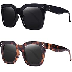(2 Pack) Black Frame Grey Lens+amber Tortoise Frame Black Lens