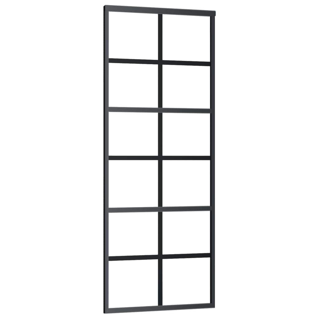 vidaXL Puerta Corredera con Herrajes Entrada Corrediza Deslizante Hogar Cuarto de Baño Salón Sala de Estar Habitación ESG Vidrio y Aluminio 76x205 cm