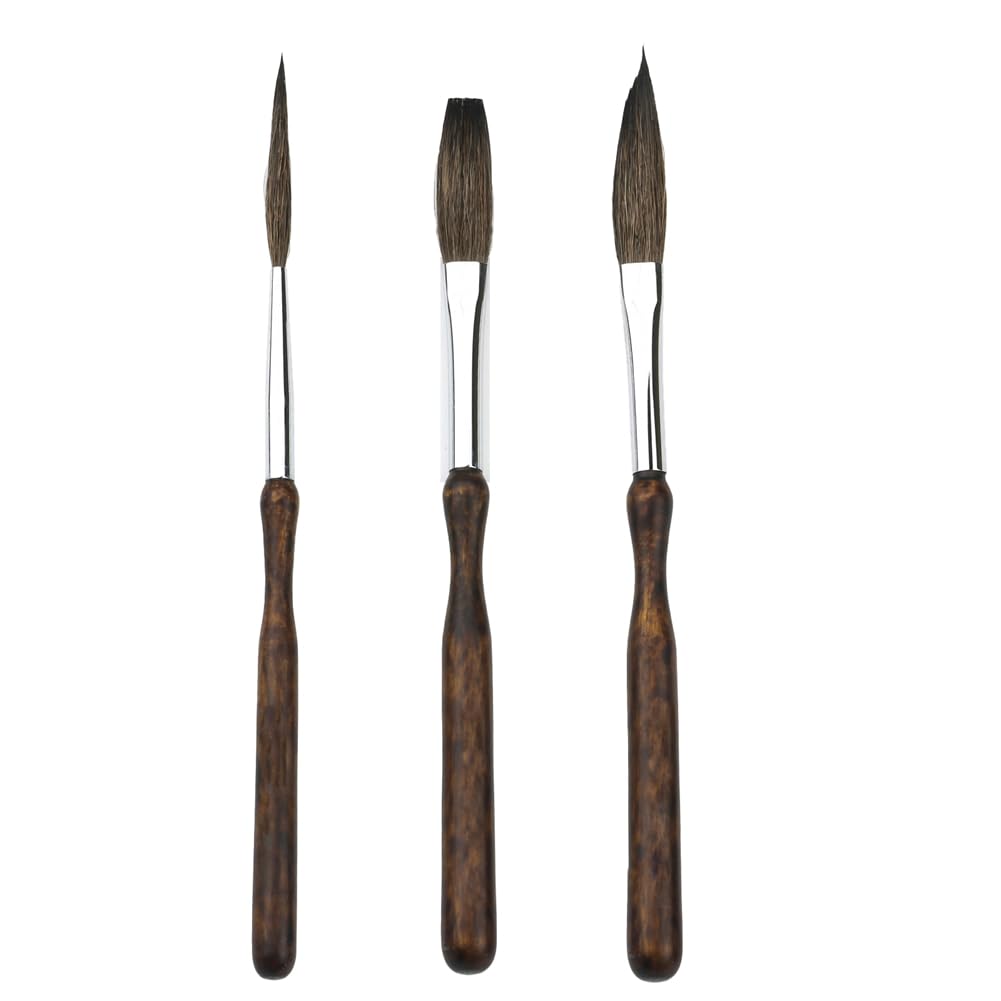 Koolenry Pinstripe Brush Kit-3 Pieces Professional Striping Brushes Featuring Long Liner, Script& Scroll Brushes Rigger