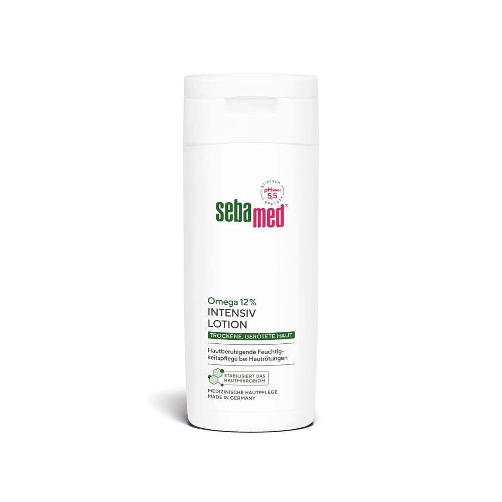 Sebamed Omega 12% Intensiv Lotion Trockene Haut 200 Ml, Bodylotion Für Trockene Haut, Hautberuhigende Feuchtigkeitspflege Bei Hautrötungen, Auch Bei Neurodermitis Und Schuppenflechte Geeignet