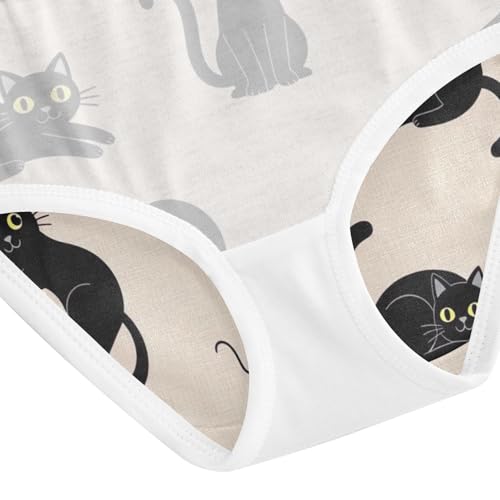 Toddler Girl Briefs, Cute Playful Black Cats Cotton Underwear Girls, 2T–8 Years4