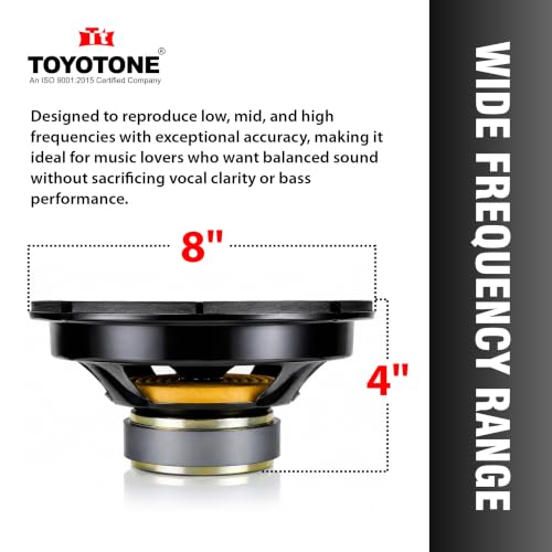 Image of TOYOTONE 8-Inch Full Range Speaker | Hi-Fi Loudspeaker Driver | Deep Bass & Clear Vocals | 8 Ohm | Ideal for Home Audio, PA Systems, DJ Speakers, Tower Speakers & DIY Projects.