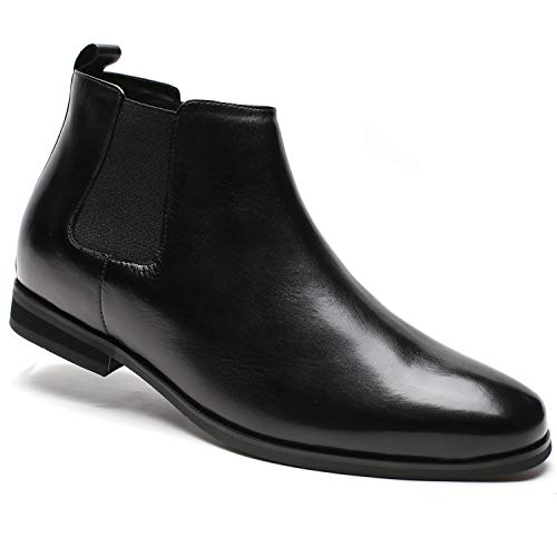 CHAMARIPA Men's Chelsea Boots Elevator Shoes - Invisible Height Increase | Built-in Elevator Insole, Genuine Calfskin Leather & Elastic Sides | Slip-Resistant Sole for Winter | Urban Style Boots2