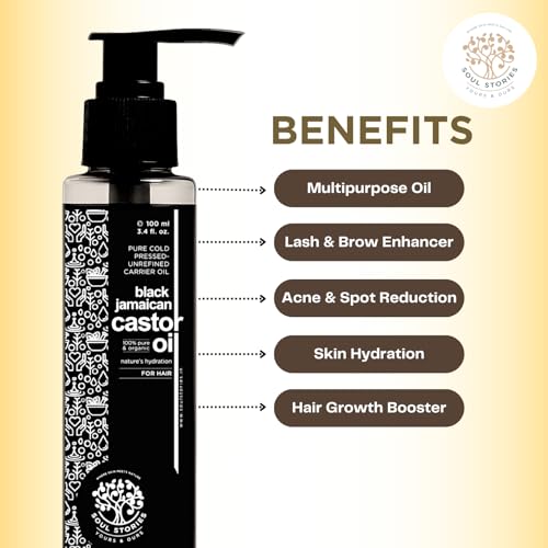 Image of Soul Stories Jamaican Black Castor Oil 100ml | Cold Processed Oil for Scalp Care & Stronger Looking Hair | Helps Reduce Breakage, Frizz & Dryness | Supports Healthy Growth | Rich in Omega 3 & 6
