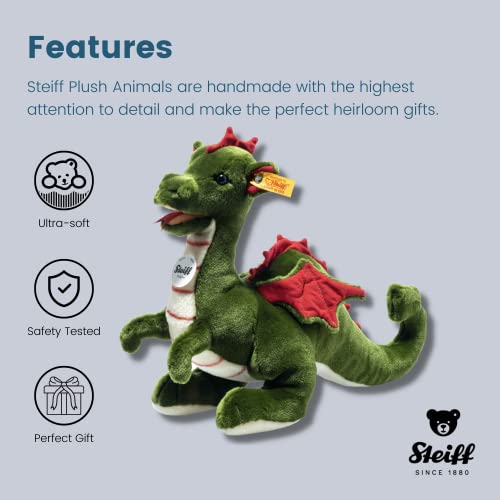 Steiff Rocky Dragon, Premium Dragon Stuffed Animal, Fantasy Animal Plush Toys, Plushy Toy For Girls Boys And Kids (Green & Red, 13") #TOP4