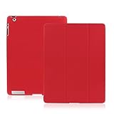 KHOMO - iPad 2 3 and 4 Generation Case - Dual Series - Super Slim Red Cover with Rubberized Back and Smart Auto Wake Sleep Feature for Apple iPad 2, 3rd and 4th