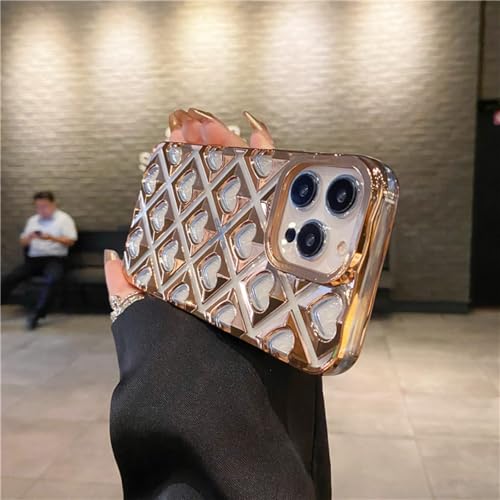 Coque iPhone 16 Pro au quotidien : étui souple or plaqué au joli cœur