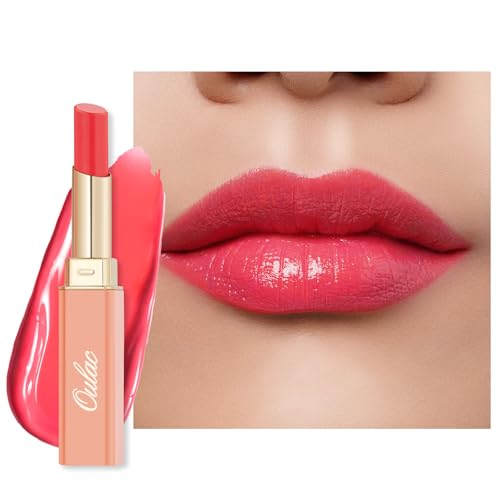 Oulac Bálsamo Labial Hidratante Coral Rosa - Acabado Jugoso, Pintalabios Brillante, Enriquecido Con Aceite de Rosa,Acabado Brillante para Labios Secos, Agrietados y Dañados,Vegan, (11)