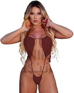 بدلة سباحة ولانجيري بتصميم مونوكيني من قطعة واحدة للنساء، بتصميم رقبة برباط