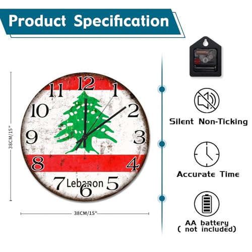 Horloge murale Liban en bois de 38 cm au style rustique chic - 7
