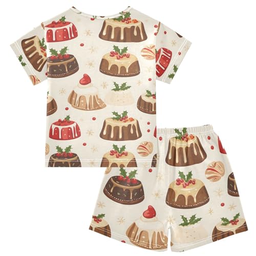 ALAZA Cake Fruit Art Pajamas Set Short Sleeve Cotton Sleepwear Summer Pjs 2 Piece 5-14Y2