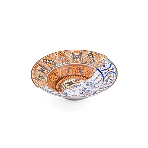 SELETTI Hybrid Bowl, 9.8 inches (25 cm), TULA Stylish Hybrid Dish, Bowl, Tableware, Western, Eastern Floral Pattern, Round, Modern, Durable