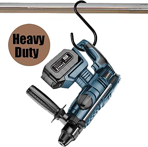 Baoswi 4 Stück große, robuste S-Haken, 15 cm, schwarz, gummiert, Metall, S-Haken zum Aufhängen, rutschfest, vinylbeschichtet, S-Haken, rostfrei, für Küche, Badezimmer, Schlafzimmer, Büro