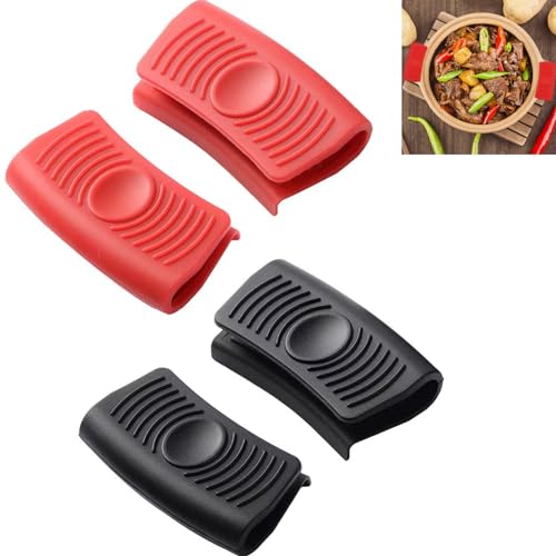 Asas para Ollas y Cazuelas - 4 Piezas de Silicona con Aislamiento Térmico, Mangos y Agarraderas para Ollas, Manoplas de Cocina