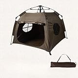 【Yecox】ペットテント ワンタッチ設営 折りたたみ 防水 通気 日よけ ポータブル 大型犬 猫 屋内 屋外 キャンプ アウトドア 防災 ポップアップテント ペットキャリー (じょうとう,ダークブラウン)