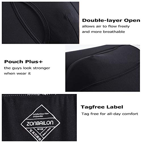 Zonbailon Mens 2Xl Bamboo Breathable Boxer Briefs Underwear With Fly Multipack No Roll Waistband, 6-Pack #TOP6