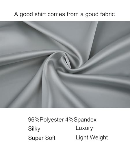 Alex Vando Mens Luxury Satin Dress Shirt Long Sleeve Silk Shiny Sateen Party Shirt
